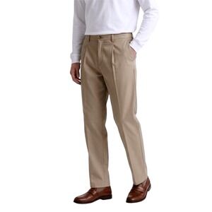 Chaps Golf Mens Pleated Khaki Dress Pants Tan Trousers 38x32 Casual Workwear